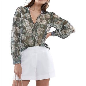 Reiss Delaney Floral Print Top, Grey